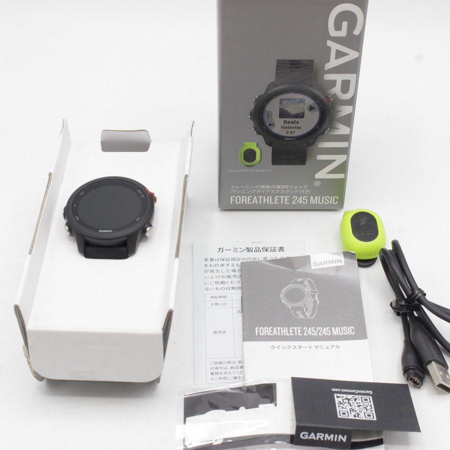 【美品】garmin Foreathlete 245 Music Black Red ランニングダイナミクスポッドセット 010 02120