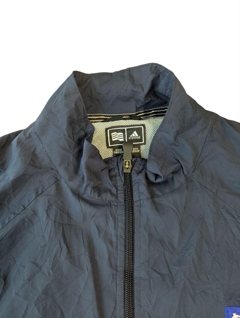 00アディダスゴルフ古着半袖ハーフジッププルオーバー 紺XL ラグラン