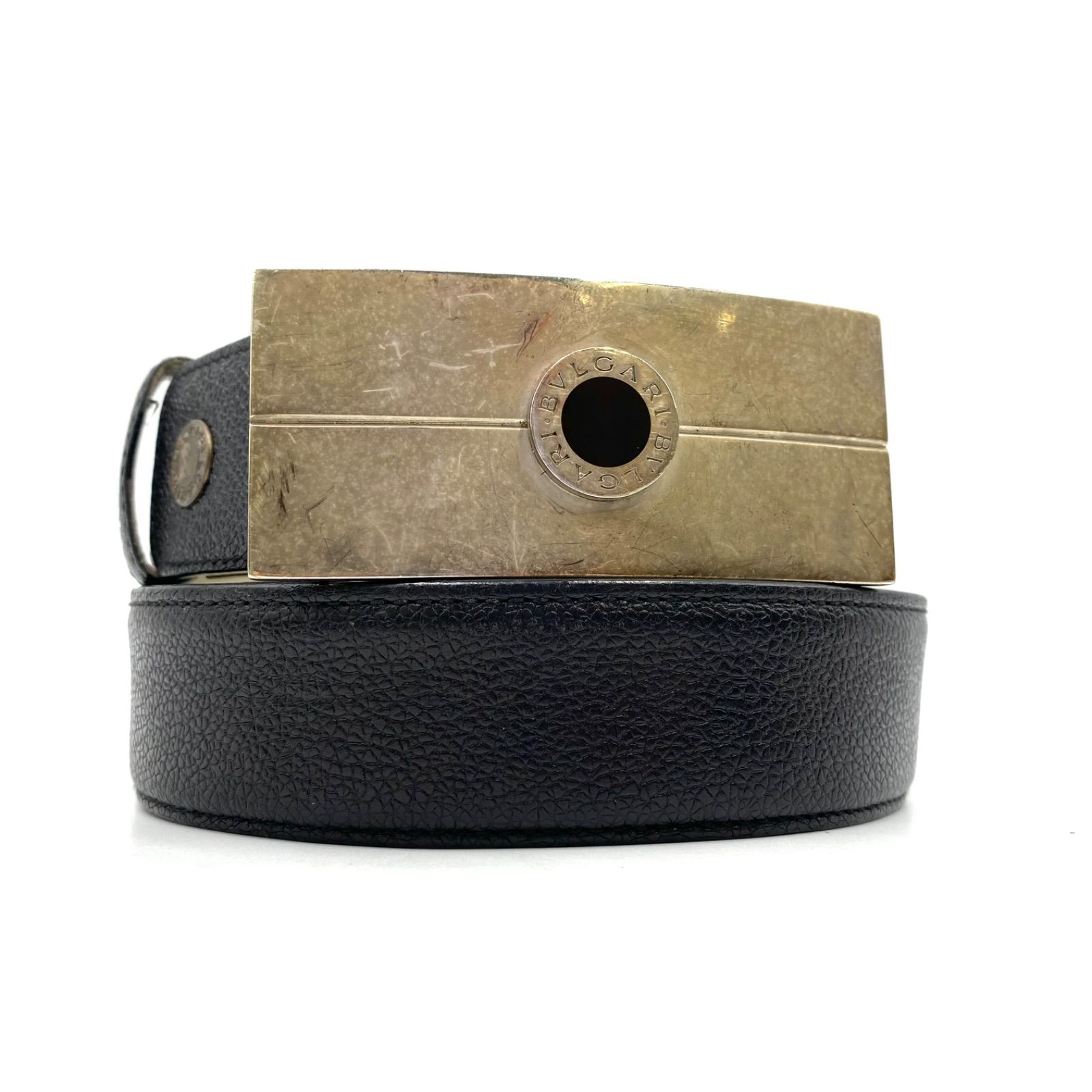 【美品】BVLGARI ブルガリ ロゴバックル ベルト付き シルバー ブラック BVLGARI ブルガリ ベルト ウエスト レザー ロゴバックル