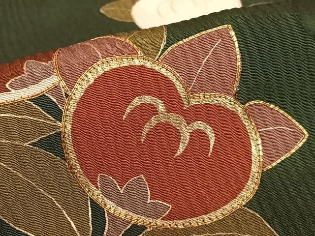 平和屋着物●豪華振袖　駒刺繍　橘　笹　暈し染め　金彩　十二単風　正絹　逸品　AABB6397zg 平和屋着物○豪華振袖 駒刺繍 橘 笹 暈し染め 金彩 十二単風