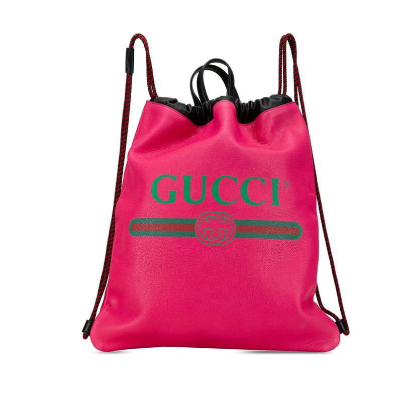 GUCCI グッチ グッチ ロゴプリント ドローストリング リュック ナップサック