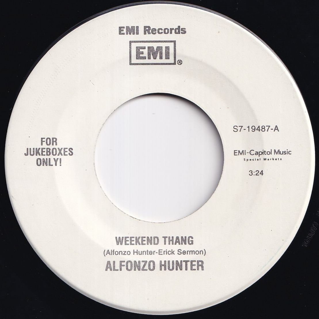 Alfonzo Hunter Weekend Thang / Quiet Time EMI US S7-19487 211566