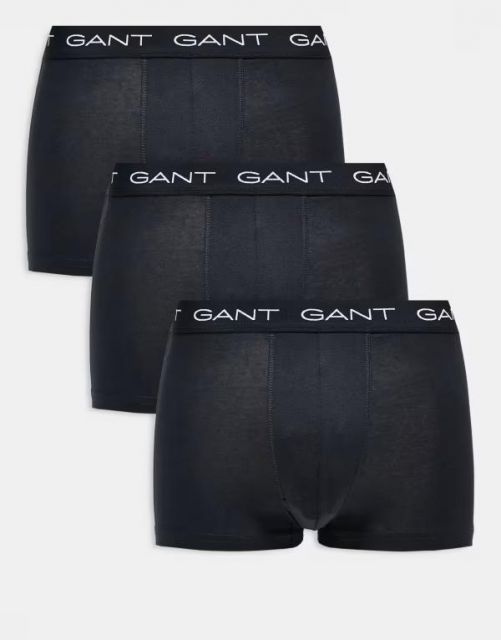 【送料無料】 ガント メンズ ボクサーパンツ アンダーウェア GANT 3 pack boxer briefs with logo waistband in black Black