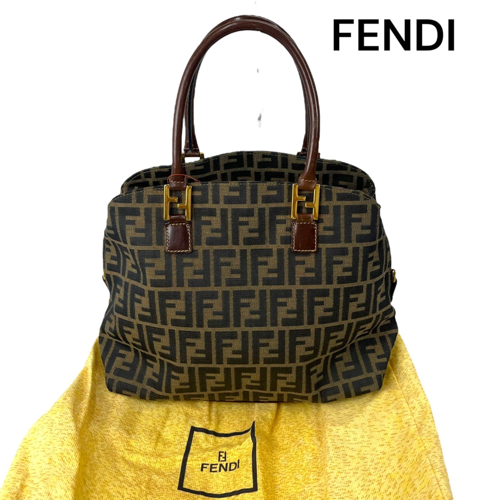 表面美品 フェンディ FENDI ズッカ柄 FF ハンド、トートバッグ