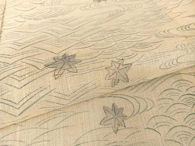 平和屋着物▽上質な紬 単衣 霞文 正絹 逸品 CAAU3932xi