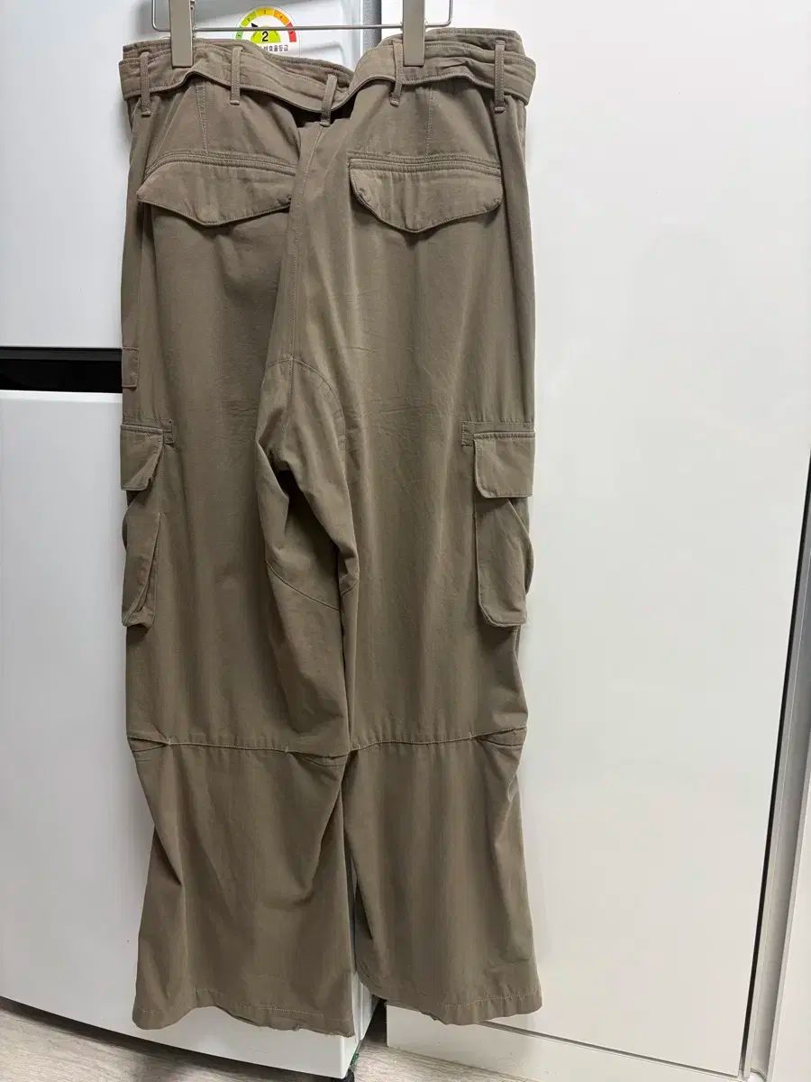  4 POLYTERU ベルト付き カーゴパンツ オリーブ グレー チノパン パンツ