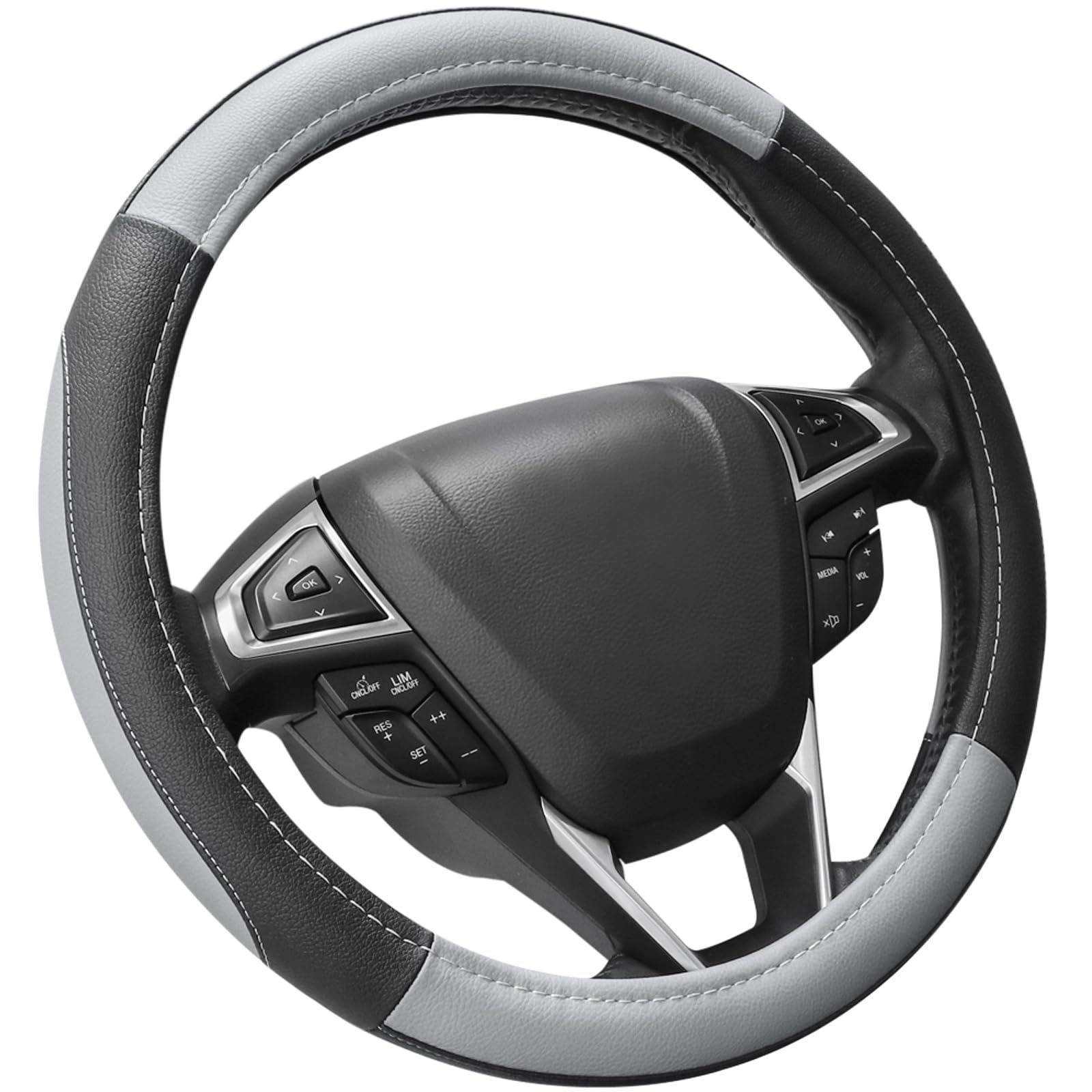 SEG Direct ハンドルカバー 自動車用ステアリングカバー マイクロファイバー革 Mサイズ 外径37-39cm ブラック [ブラック] [M(37cm-39cm)]