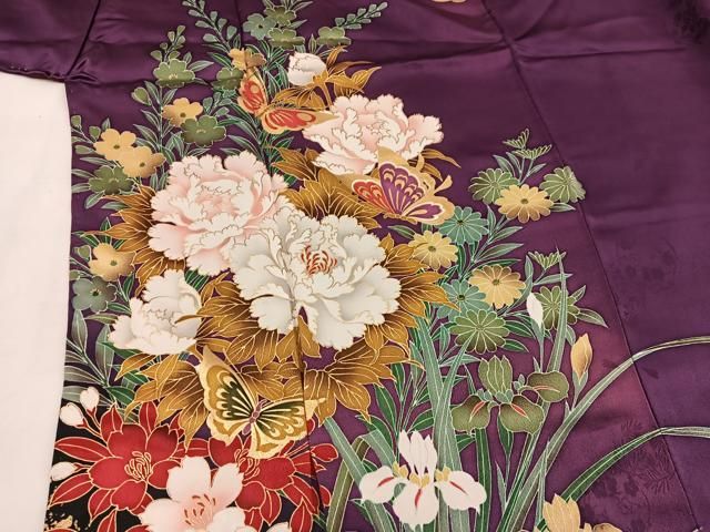 平和屋着物○訪問着 友禅 作家物 紬地 花籠文 正絹 逸品