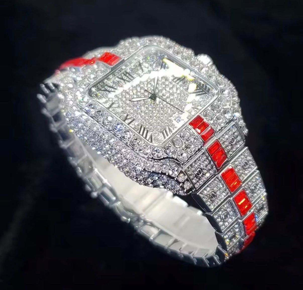  入荷 AAAAA CZ フルアイスアウト ブリンブリンウォッチ レッドラインモデル その他 時計