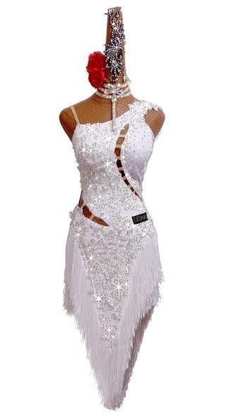 新作 ラテンドレス ラテンワンピース ダンス衣装 ホワイト オーダー