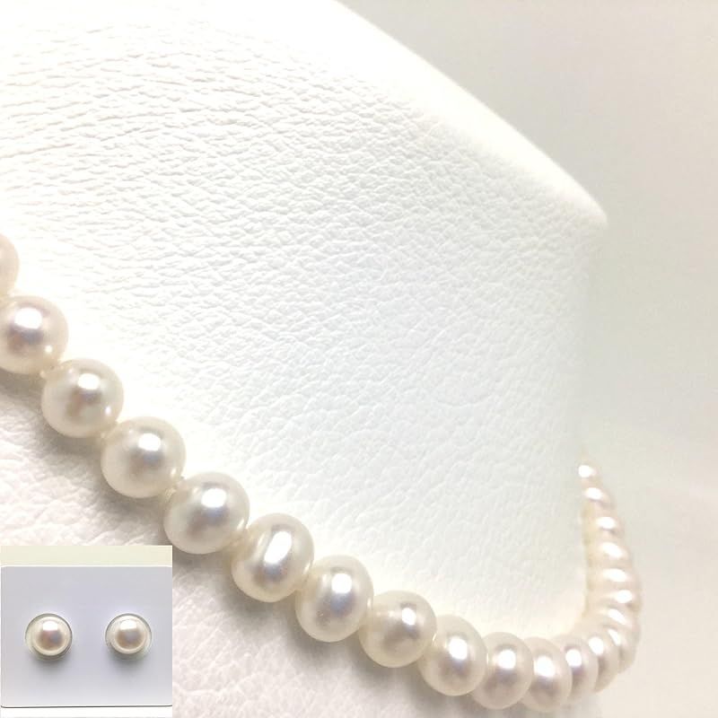 Isowa Pearl] 伊勢志摩の真珠専門店 イソワパール 淡水真珠 ネックレスとピアスセット 7.0-8.0mm ホワイト シルバー クラスップ  73205 - メルカリ