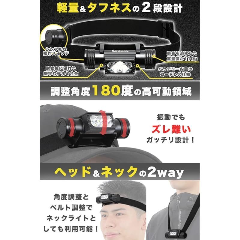 SeaBonds ヘッドライト 釣り 1400ルーメン led 充電式 首掛け