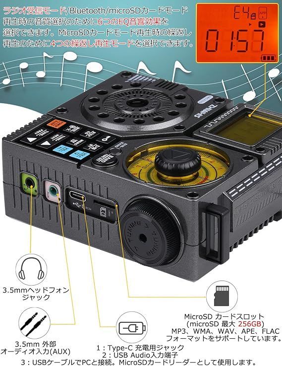 ZHIWHIS Bluetoothスピーカー BCLラジオ 短波受信機 VHF/FM/AM