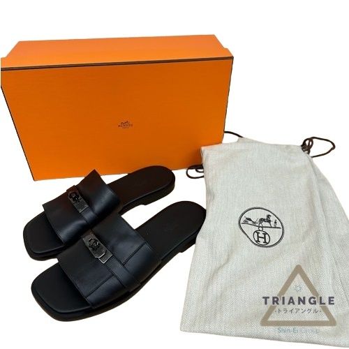 HERMES エルメス ガブリエル サンダル ソーブラック レザー サイズ41