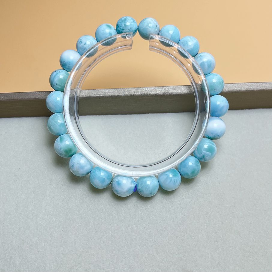 極上品質ラリマー 配送 ブレスレット ライトブルー8.5mm 透明度高 極上