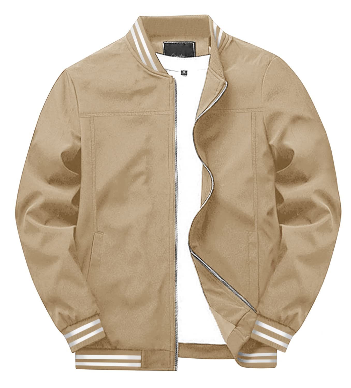 XL_カーキ [KEFITEVD] ジャケット メンズ 春服 ライトジャケット パイロット 秋用ジャンバー 薄手 ブルゾン カジュアルウェア ミリタリージャケット ワーク カーキ XL