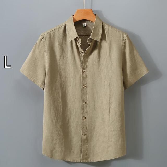 L メンズ ファッション 服 男性用 オシャレ シンプル 大人 かっこいい 大きいサイズ ストリート 紳士服 リネンシャツ 半袖 夏 薄手 通気性 リネン 半袖 コットン リネン シャツ