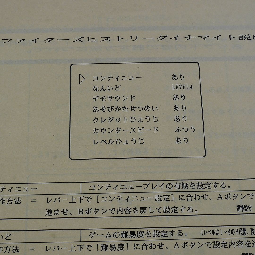 純正インスト+取扱説明書 ファイターズヒストリーダイナマイト MVS