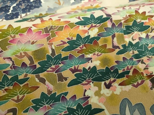 平和屋着物○本加賀友禅作家 押田正義 色留袖 草花文 千草色