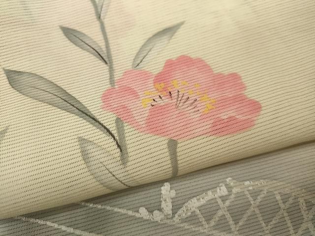 平和屋着物＊夏物 訪問着 絽 駒刺繍 草花文 銀彩 正絹 逸品