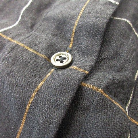 マーガレットハウエル【美品】リネン ピンチェック オープンカラーシャツ 半袖 マーガレットハウエル【美品】リネン ピンチェック オープン