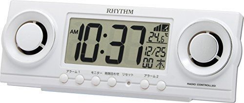 ホワイト リズム(RHYTHM) 大音量 目覚まし時計 電波時計 デジタル 20種