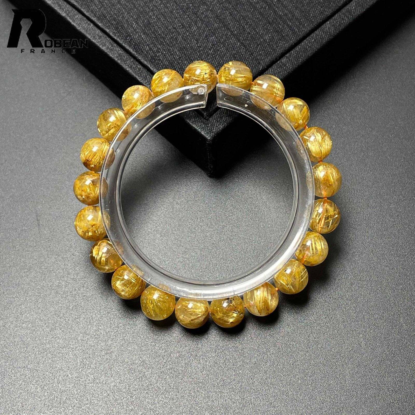 絶賛 EU製 定価12万円 ROBEAN ! 満針ルチルクォーツ ブレスレット パワーストーン 天然石 金運 お守り プレゼント ギフト 8.8-9.3mm M0421011