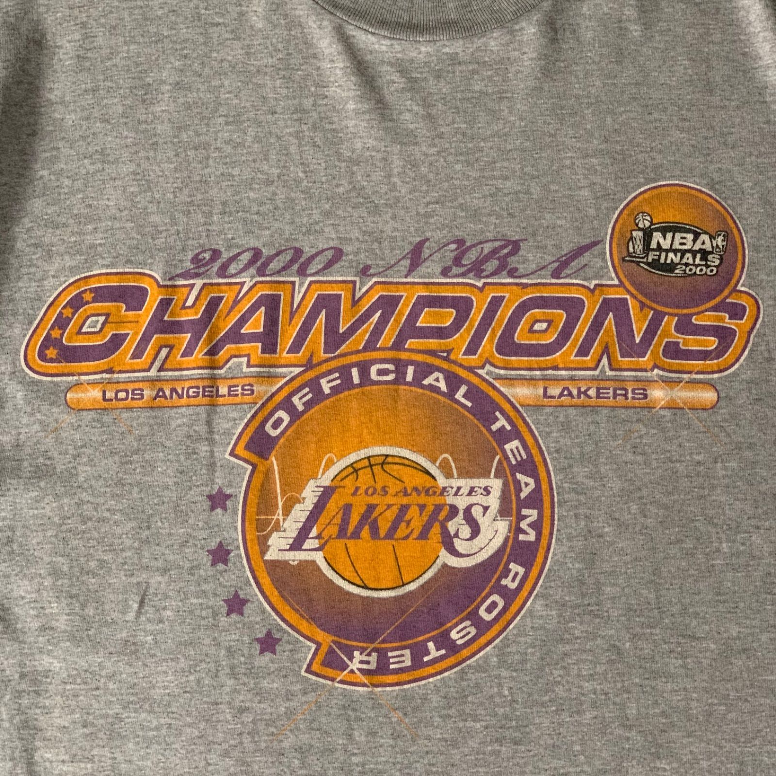 00s ALSTYLE “LOS ANGELS LAKERS” S/S Graphic T-Shirt アルスタイル ロサンゼルスレイカーズ グラフィックTシャツ 半袖 グレー XLサイズ メキシコ製 両面プリント NBA バスケットボール コービー シャック