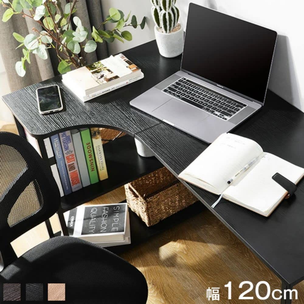 勉強机 学習机 ミシン台 収納台 ゲーム リモートワーク 在宅勤務 PC 机 木目調 木製 グラつき防止 コンパクト パソコンデスクl字型ランキング コーナーデスク PCデスク ラック付きパソコンデスク 120cm幅 l字デスク OSJ