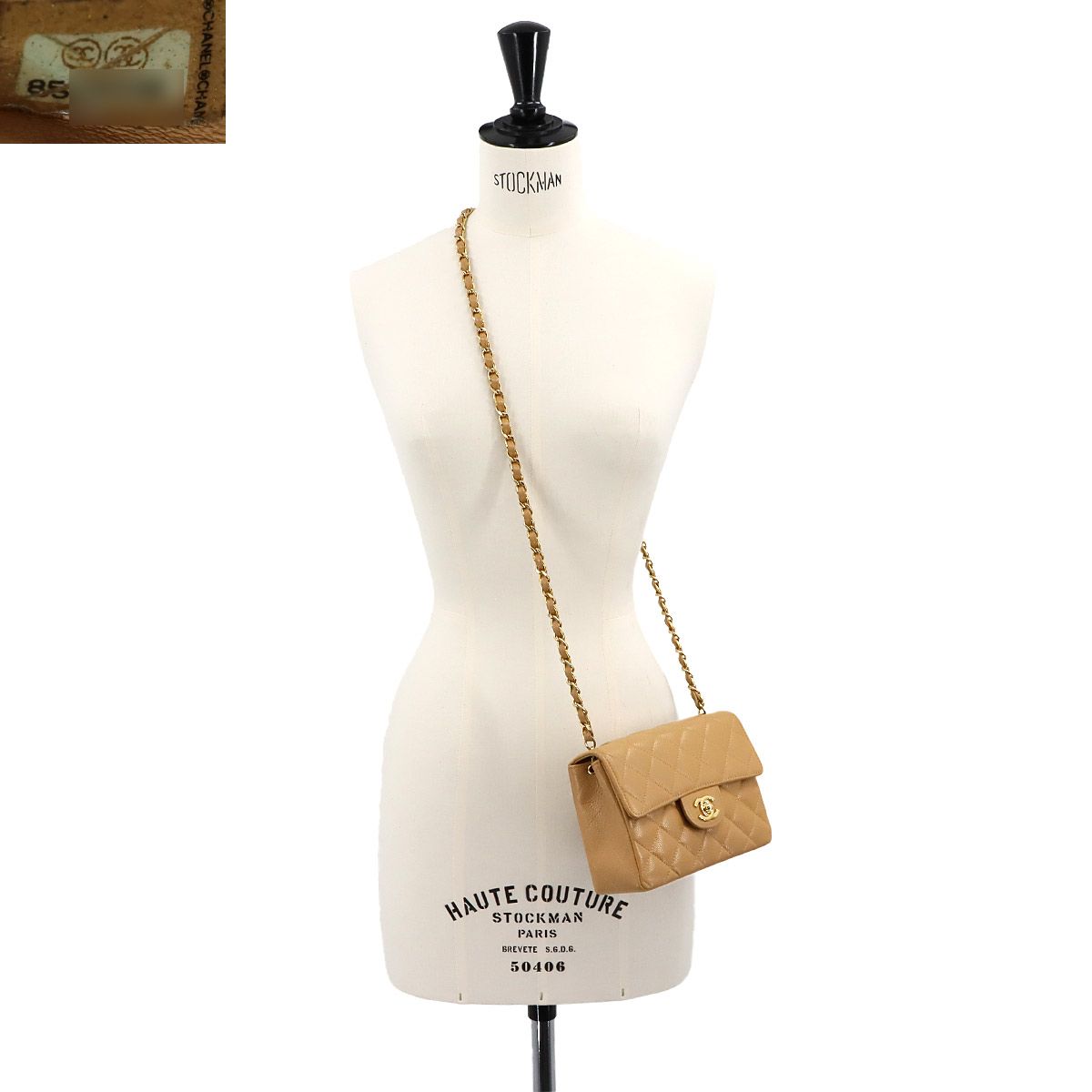 シャネル CHANEL ミニ マトラッセ チェーン ショルダー バッグ キャビアスキン ベージュ A01115 ココマーク ヴィンテージ VLP 90242915 シャネル CHANEL ミニ マトラッセ チェーン ショルダー バッグ