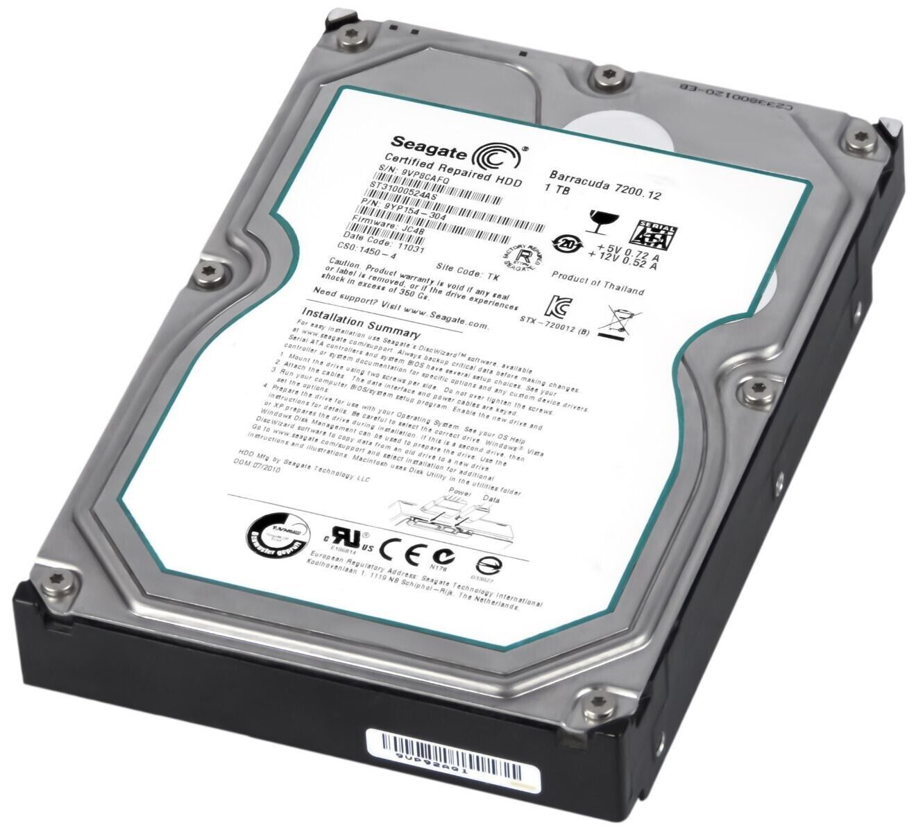 ハードドライブ Seagate Barracuda 1TB ST31000524AS 7200RPM 32MB SATA II 3.5インチ
