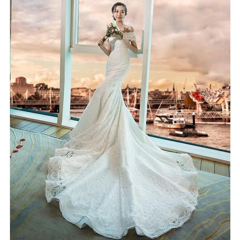 ウエディングドレス 花嫁 マーメイドラインドレス 二次会 ウェディングドレス ブライダル 結婚式 パーティードレス ウエディング マーメイドドレス