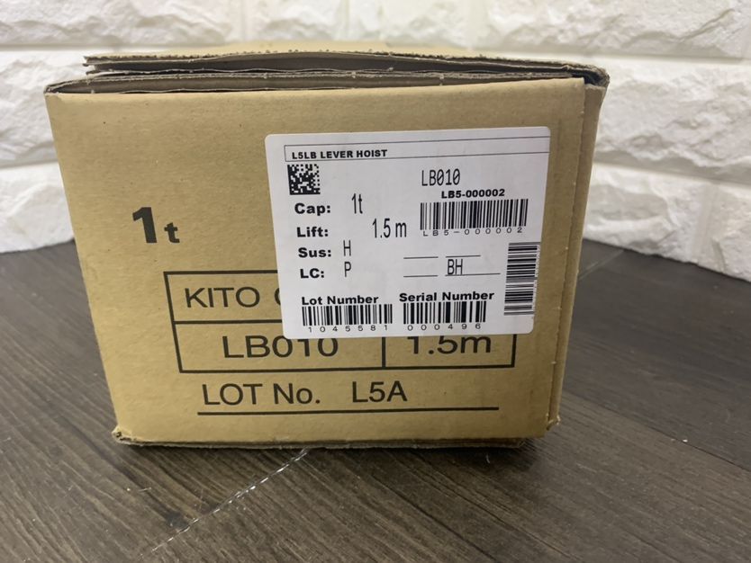 ▽【未使用品】キトー LB010 レバーブロック KITO L5形 1t 1.5m KITO