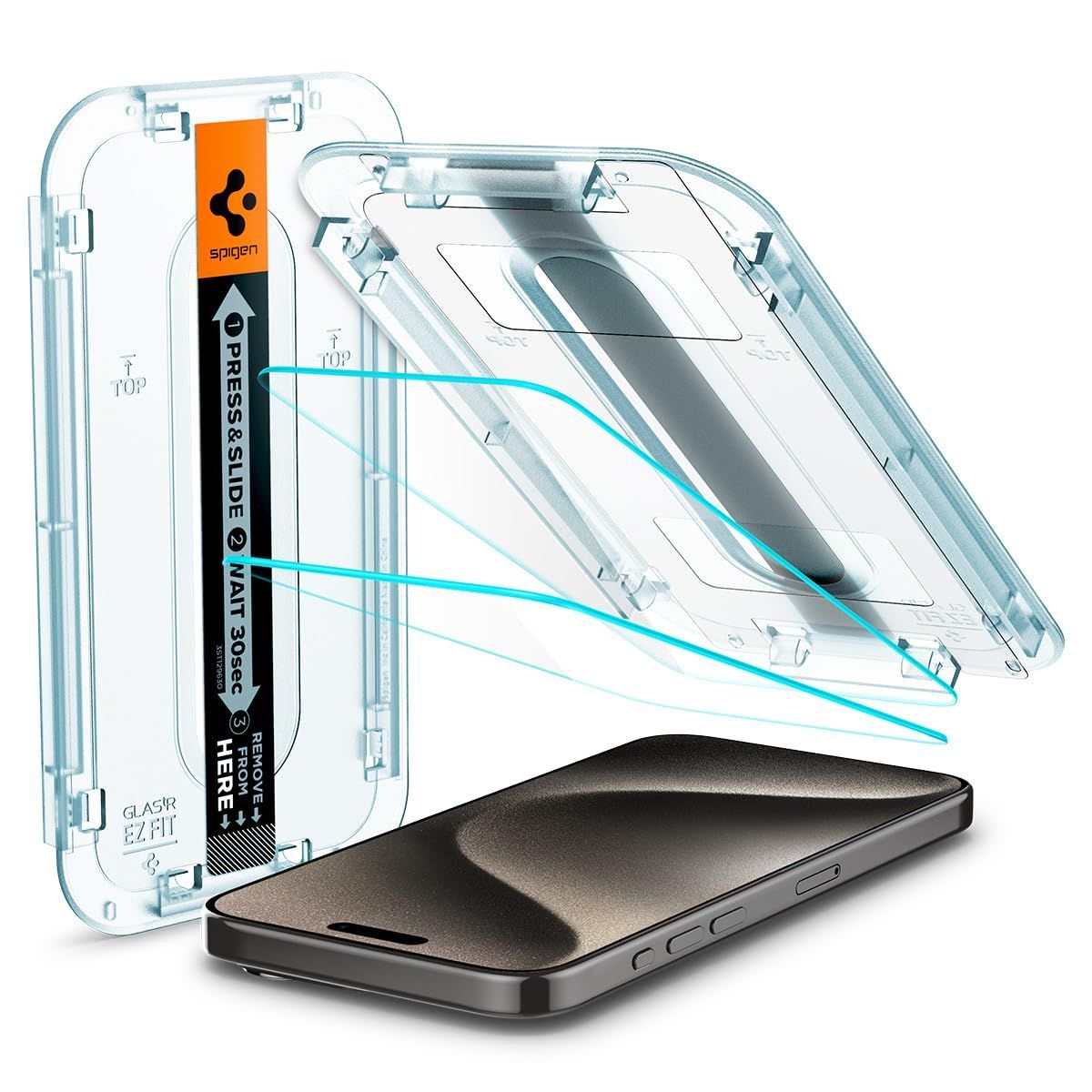 【大人気】Spigen EZ Fit ガラスフィルム iPhone 15 Pro Max 用 貼り付けキット付き iPhone 15 ProMax 対応 保護 フィルム 2枚入
