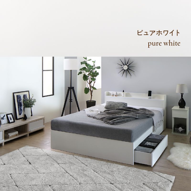 新品 送料込 保証付 シングルベッド マットレス付 棚 コンセント付 ホワイト セール！新品 送料込 シングルベッド マットレス付 棚