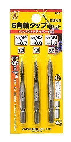 大西工業 ６角軸タップ（NO．２８） Ｂセット ３本組（M４/M５/M６）
