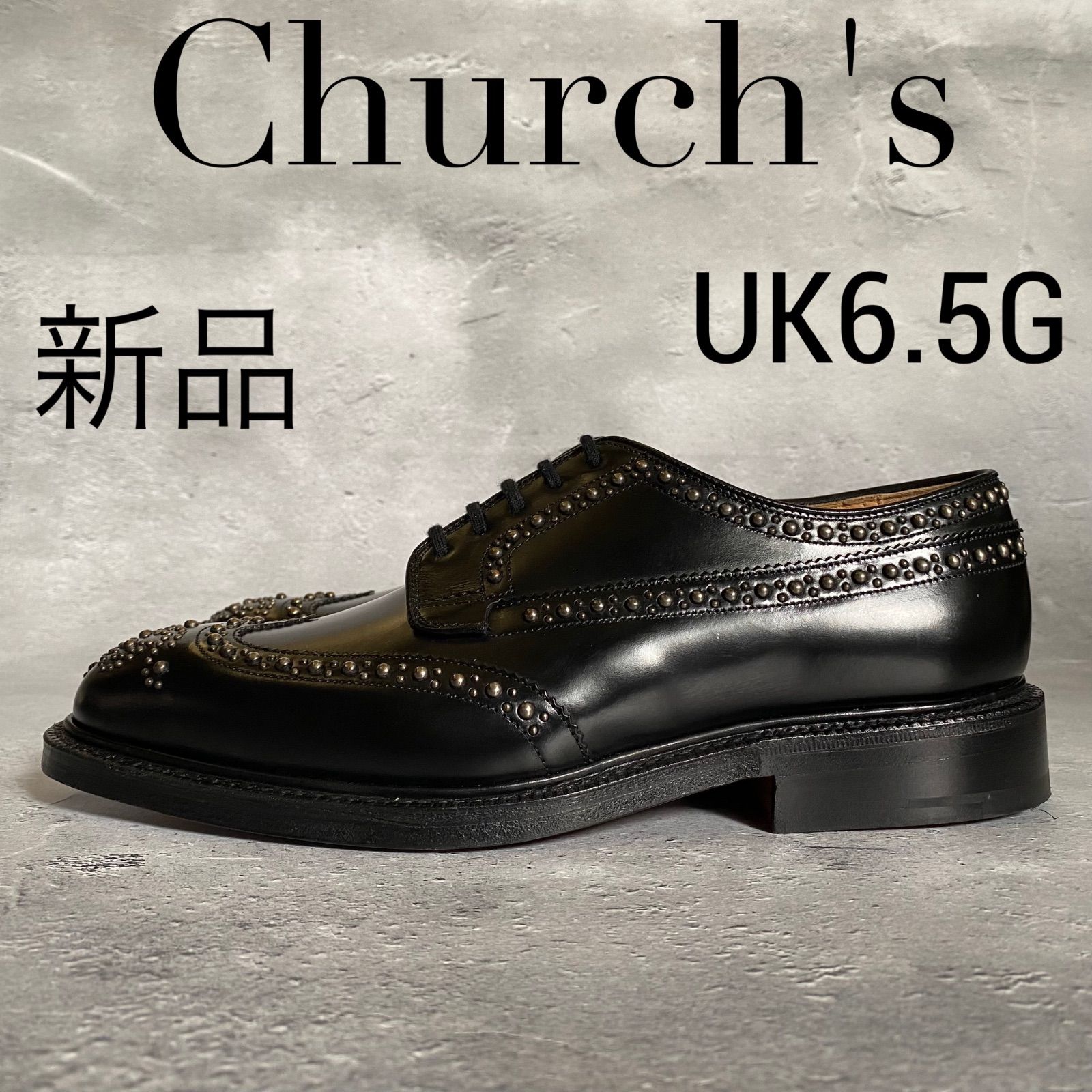 新品Chu新品 Church's グラフトン ダービーブローグシューズ スタッズ 革靴