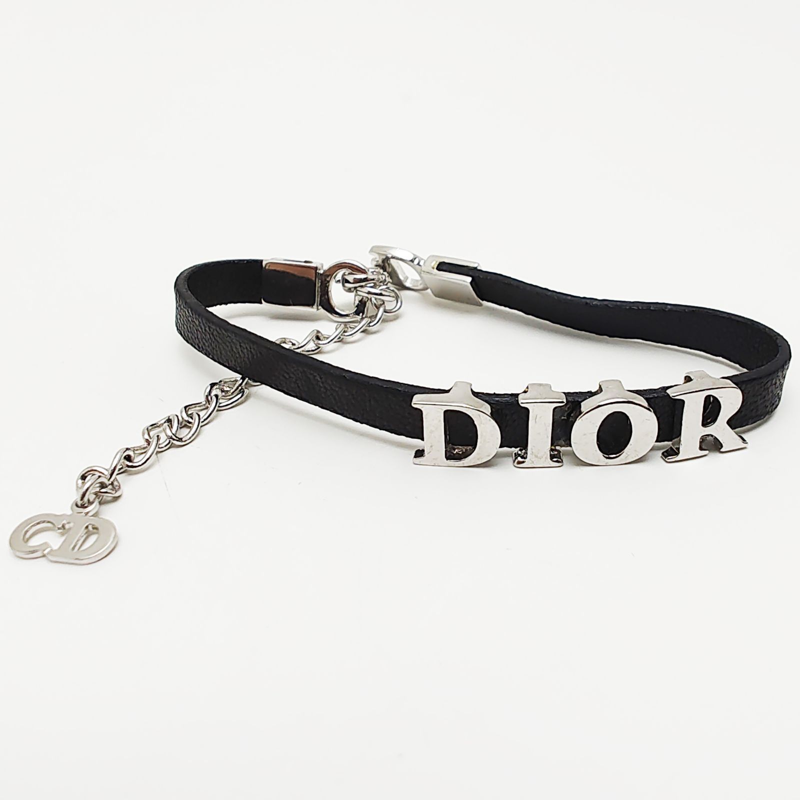 クリスチャンディオール ロゴプレート ブレスレット レザー シルバー Christian Dior - メルカリ