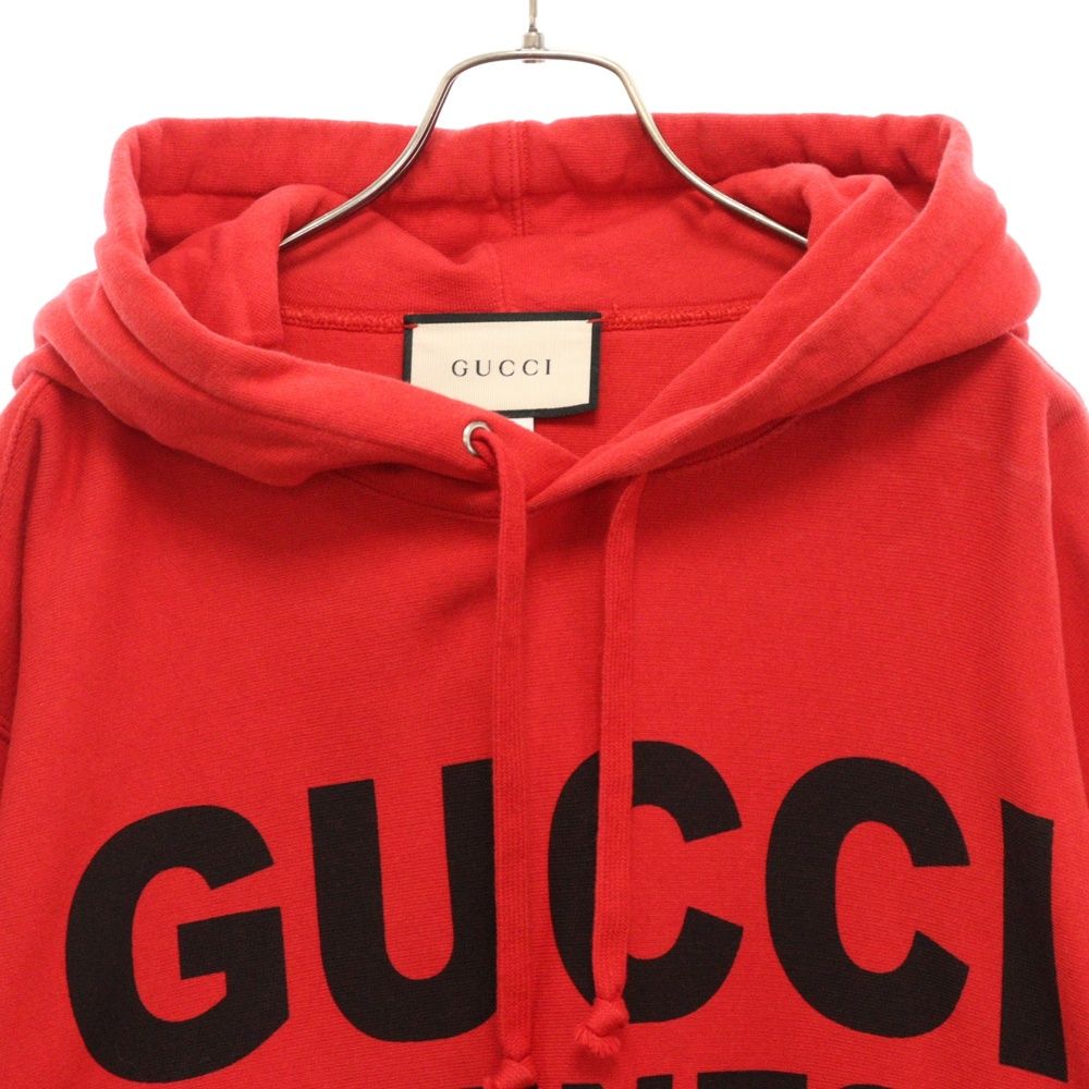 GUCCI 赤 ロゴプリントスウェットパーカー GUCCI 赤 ロゴプリントスウェットパーカー