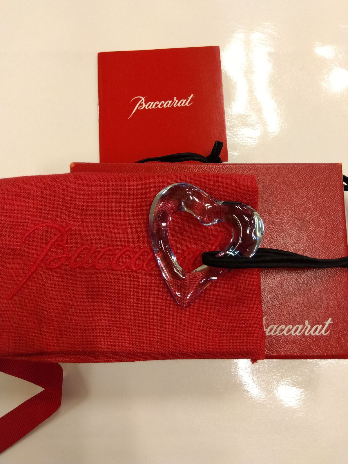 М14 バカラ Baccarat クリスタルオープンハート ネックレス 箱