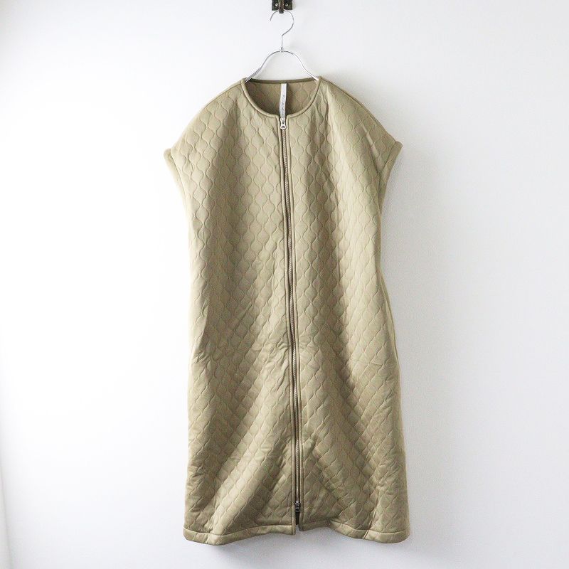 2025SS パリドゥアオウネ PARIS DE AOUNE ミリタリーキルト膨れジャガードZIPロングベスト｜ベージュ 羽織り ジレ 2400014562347