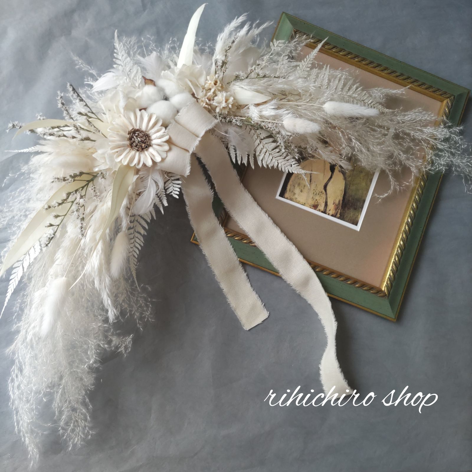 横長スワッグ　ベビーホワイト系　ニューボーン　バースデー　インテリア　家族写真