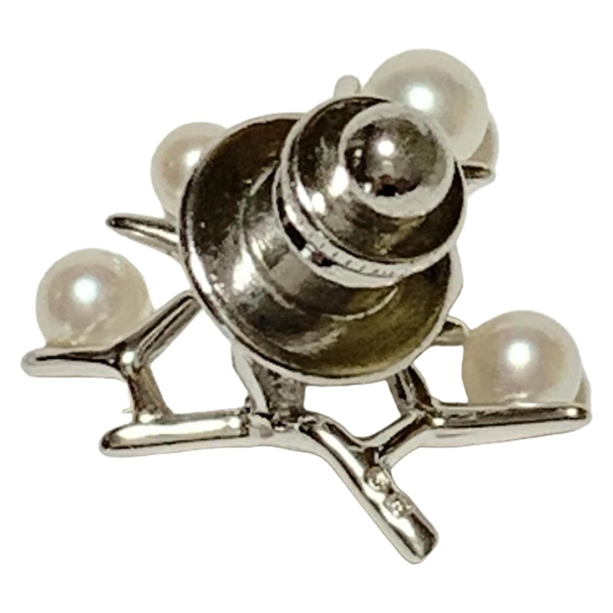 mikimoto(ミキモト) アクセサリー美品 - シルバー×白 ピン