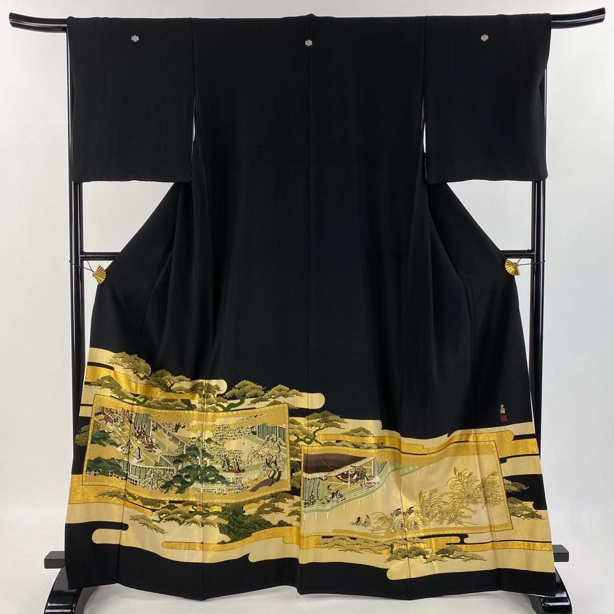 黒留袖 身丈161cm 裄丈63.5cm S 袷 落款あり お仕覆 枝梅 金彩 螺鈿 黒 正絹 美品 秀品 中古 付下げ 身丈161cm 裄丈63cm S 袷 横山大観 落款あり 雲海 ぼかし 灰緑