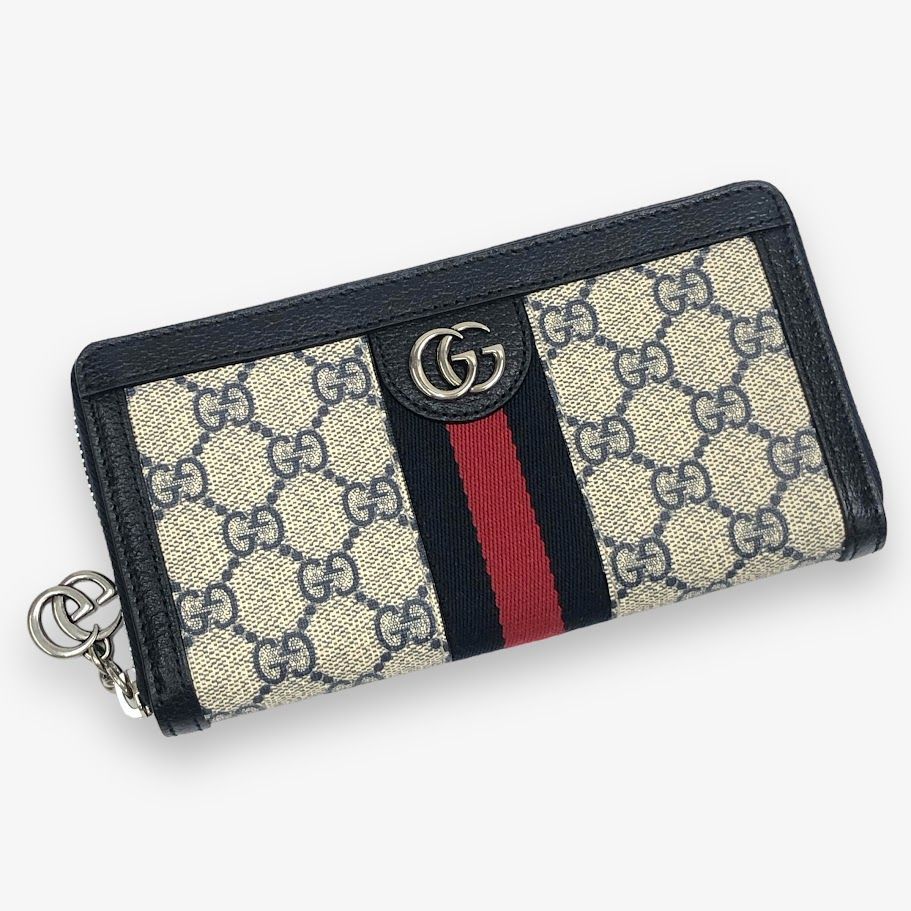 新品 未使用 GUCCI グッチ オフィディア GG 523154 ネイビー PVC レザー 長財布 ラウンドファスナー【鑑定済み】 - メルカリ