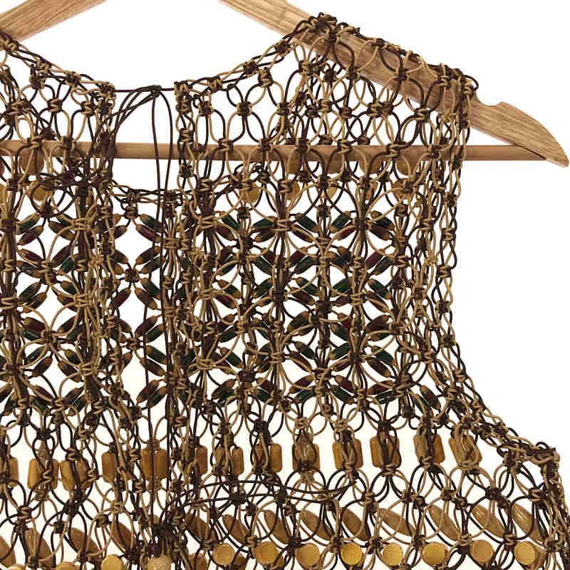 Mame Kurogouchi / マメクロゴウチ | 2023SS | Bamboo Beaded Macrame Fringe Vest ベスト | 2 | ブラウン | レディース Mame Kurogouchi / マメクロゴウチ | 2023SS | Bamboo Beaded Macrame
