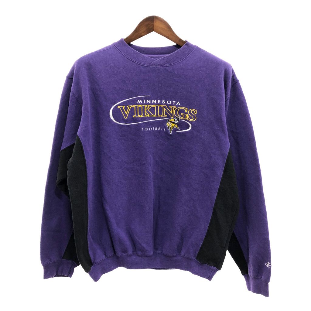 LOGO ATHLETIC NFL ミネソタ・バイキングス クルーネック スウェット トレーナー プロチーム アメフト パープル(メンズ L) 中古 古着 P5619