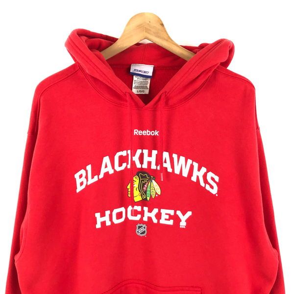 【古着】 Reebok リーボック スウェット パーカー NHL シカゴ ブラックホークス レッド系 メンズXL 【中古】 n052851