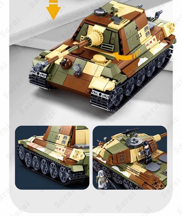 LEGO レゴ 互換 ブロック 模型 プラモデル 重戦車 ティーガーⅡ ドイツ軍 WW2 ミニフィグ 大人のレゴ ミリタリー 子供 こども 互換品  フィギュア 人形 軍隊 軍事 兵隊 武器 兵士 スワット 銃 誕プレ ギフト キッズ 男の子 おもちゃ 玩具 -