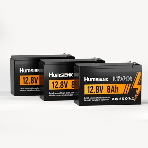 HumsiENK 12V 8Ah LiFePO4リン酸鉄リチウムイオンバッテリー 4000サイクル 長寿命 8A BMSシステム搭載 車中泊 キャンプ 釣り用 3個セット mp